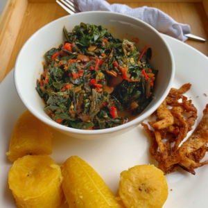 Boiled Plantain & Vegetable Sauce